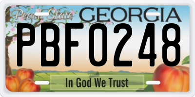 GA license plate PBF0248