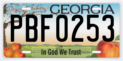 GA license plate PBF0253