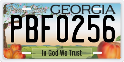 GA license plate PBF0256