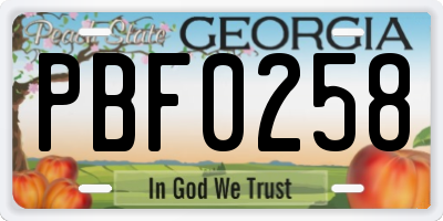 GA license plate PBF0258