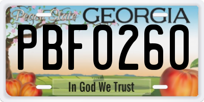 GA license plate PBF0260