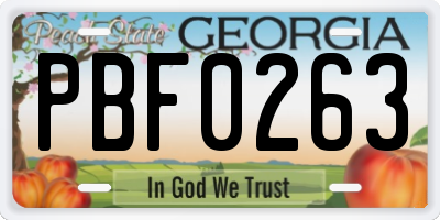 GA license plate PBF0263