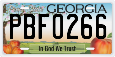GA license plate PBF0266