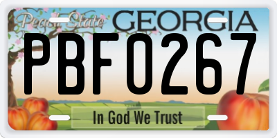 GA license plate PBF0267