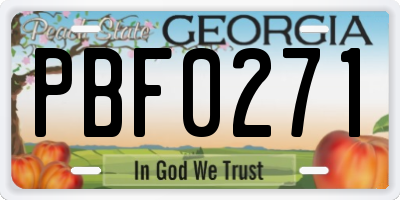 GA license plate PBF0271