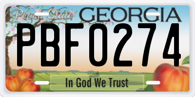 GA license plate PBF0274