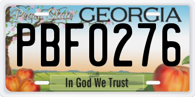 GA license plate PBF0276