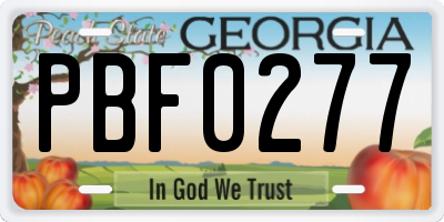 GA license plate PBF0277
