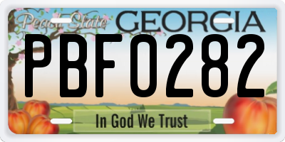 GA license plate PBF0282