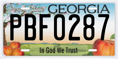 GA license plate PBF0287