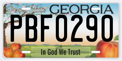 GA license plate PBF0290