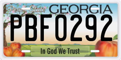 GA license plate PBF0292