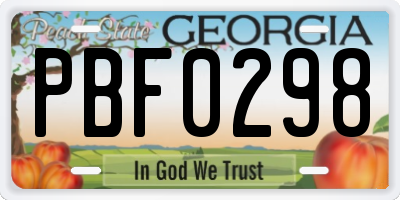 GA license plate PBF0298