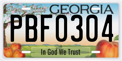 GA license plate PBF0304