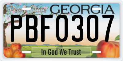 GA license plate PBF0307