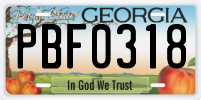 GA license plate PBF0318
