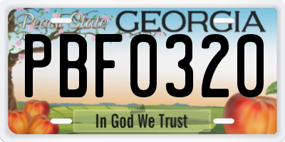GA license plate PBF0320