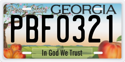 GA license plate PBF0321