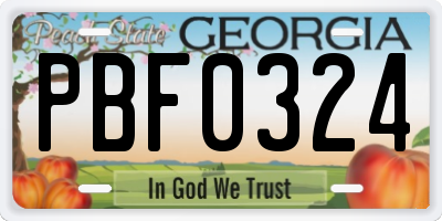 GA license plate PBF0324