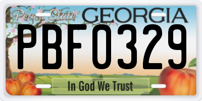 GA license plate PBF0329