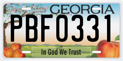 GA license plate PBF0331