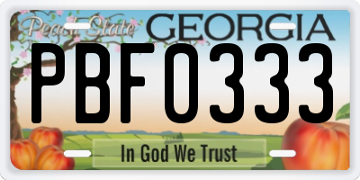 GA license plate PBF0333