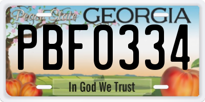 GA license plate PBF0334