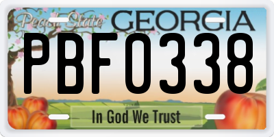 GA license plate PBF0338