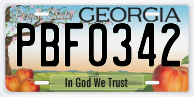 GA license plate PBF0342