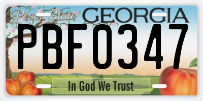 GA license plate PBF0347
