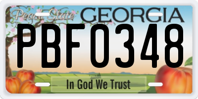 GA license plate PBF0348