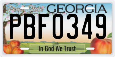 GA license plate PBF0349
