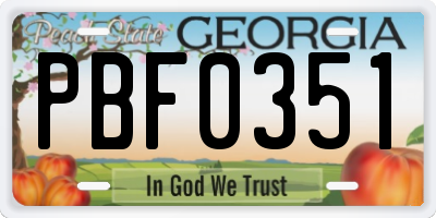 GA license plate PBF0351