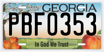 GA license plate PBF0353