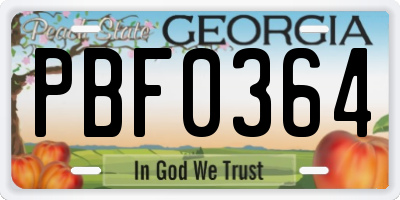 GA license plate PBF0364