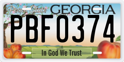 GA license plate PBF0374
