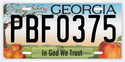GA license plate PBF0375