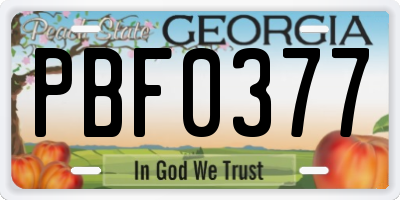 GA license plate PBF0377