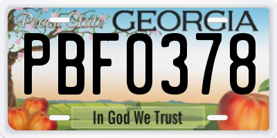 GA license plate PBF0378