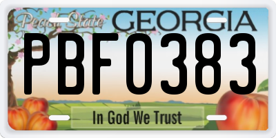 GA license plate PBF0383