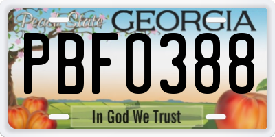 GA license plate PBF0388