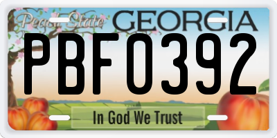 GA license plate PBF0392