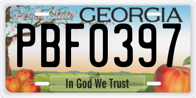 GA license plate PBF0397