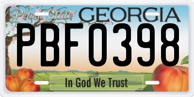 GA license plate PBF0398