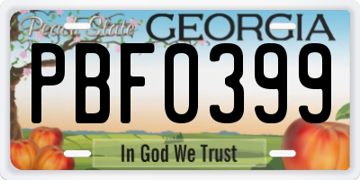 GA license plate PBF0399