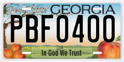 GA license plate PBF0400