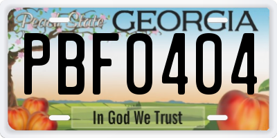 GA license plate PBF0404