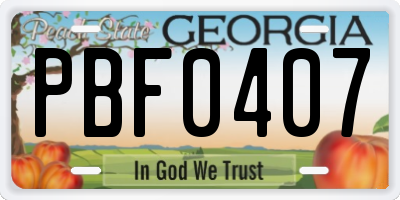 GA license plate PBF0407
