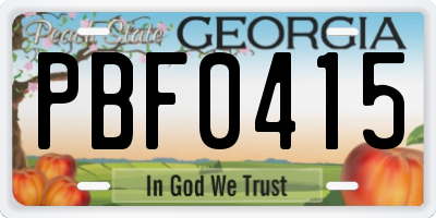 GA license plate PBF0415