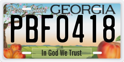 GA license plate PBF0418